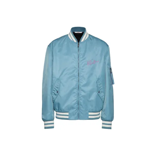 Valentino Logo Embroidered Zip Up Bomber Jacket
