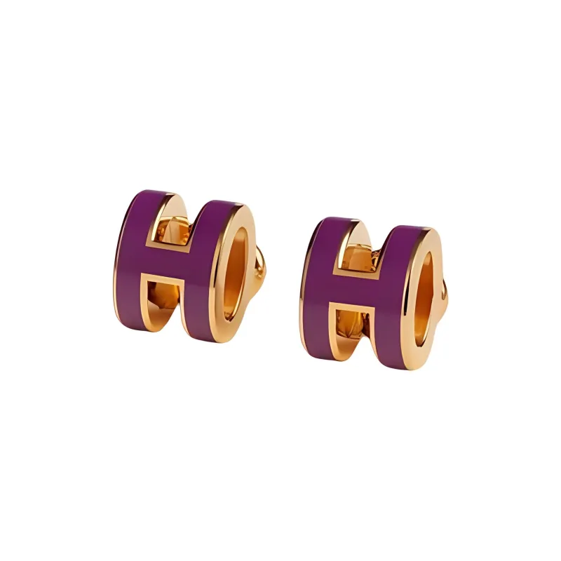 HERMES POP H Collection Earrings Women's Purple-0