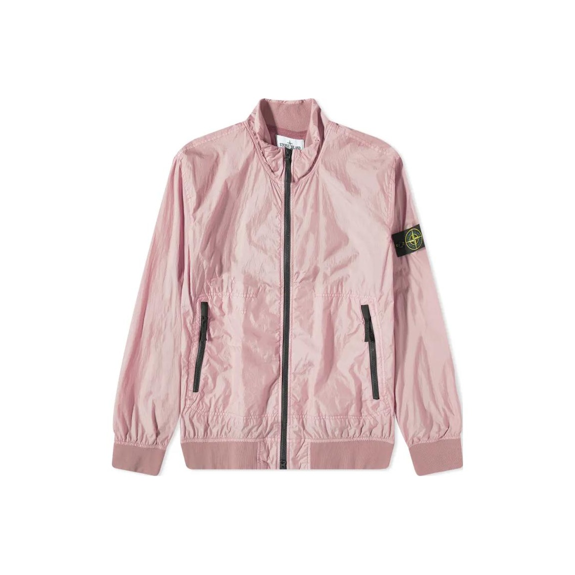 STONE ISLAND KIDS Zip-Up Hooded Twill Jacket Pink