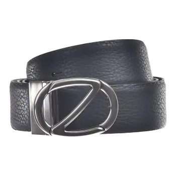 Zegna Textured Design Smooth Buckle Leather Belts Men's Black