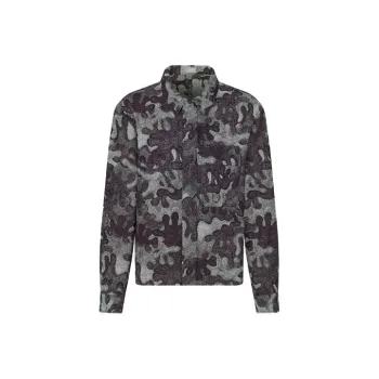 DIOR X Peter Doig Logo Embroidery Camouflage Jacquard Denim Long Sleeve Shirt Jacket