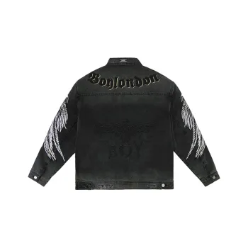 Boy London FW22 Lapel Loose Fit Straight Long Sleeved Denim Jacket Unisex Black