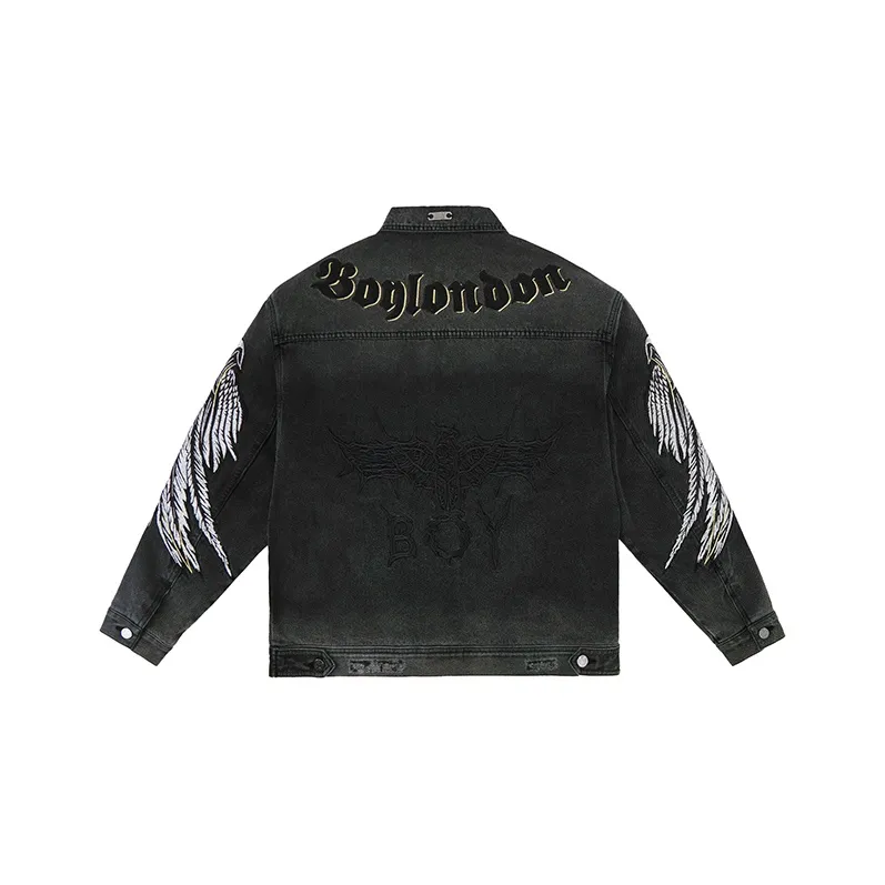Boy London FW22 Lapel Loose Fit Straight Long Sleeved Denim Jacket Unisex Black-0