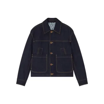 VERSACE Denim Jackets Men Blue