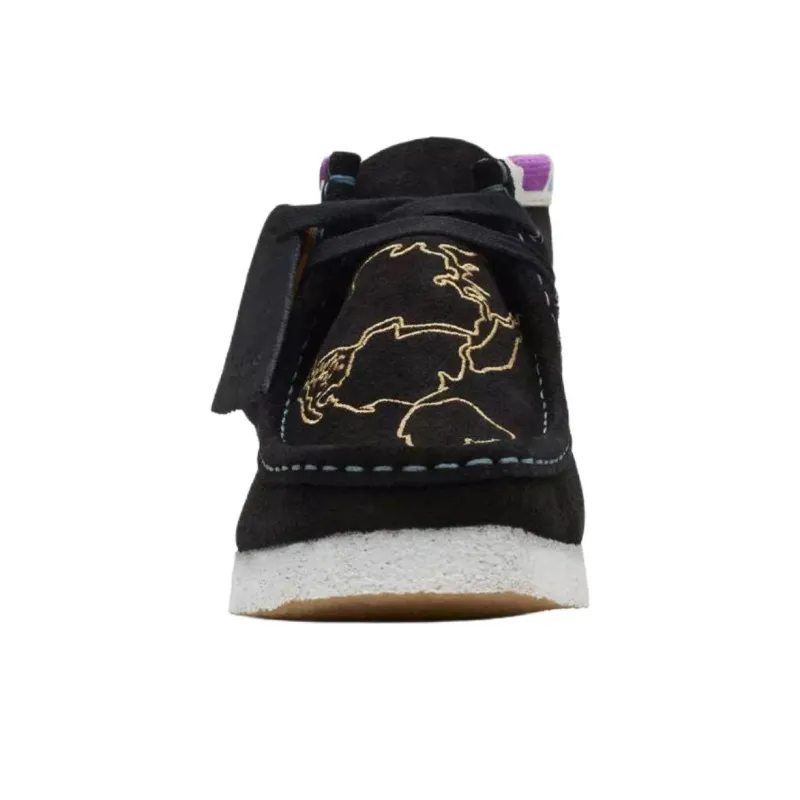 Clarks Originals Wallabee Boot Black Embroidery Women's-4
