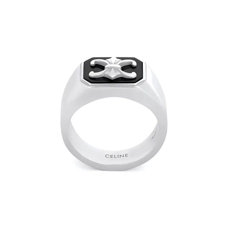 CELINE Agate, Silver Rings Men's Silver-0