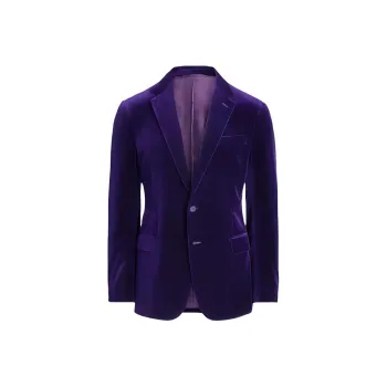Polo Ralph Lauren Kent Hand-Tailored Velvet Jacket Business Suits Coats Men's Purple