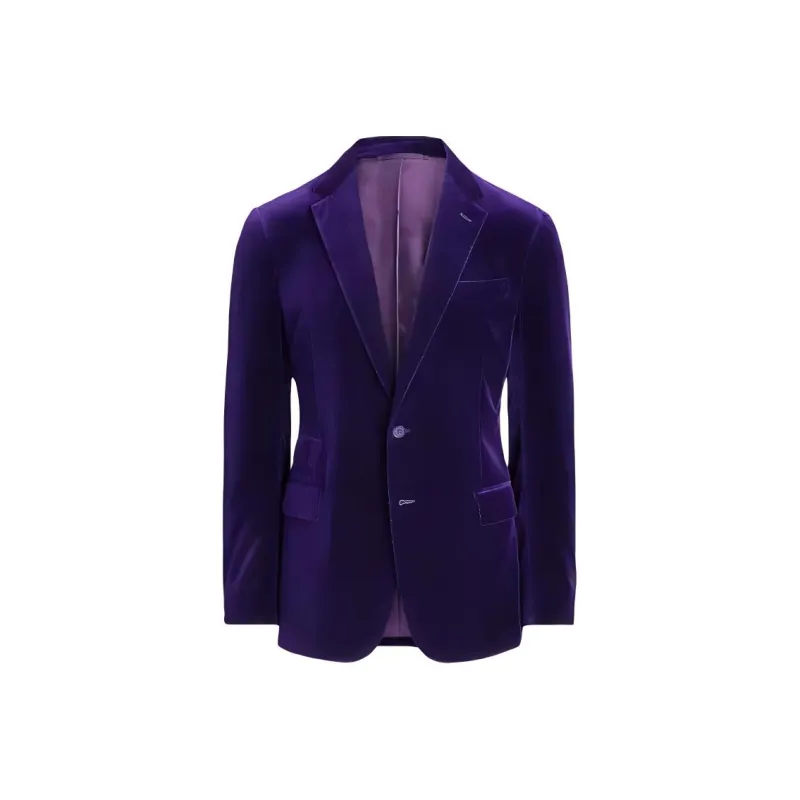 Polo Ralph Lauren Kent Hand-Tailored Velvet Jacket Business Suits Coats Men's Purple-0