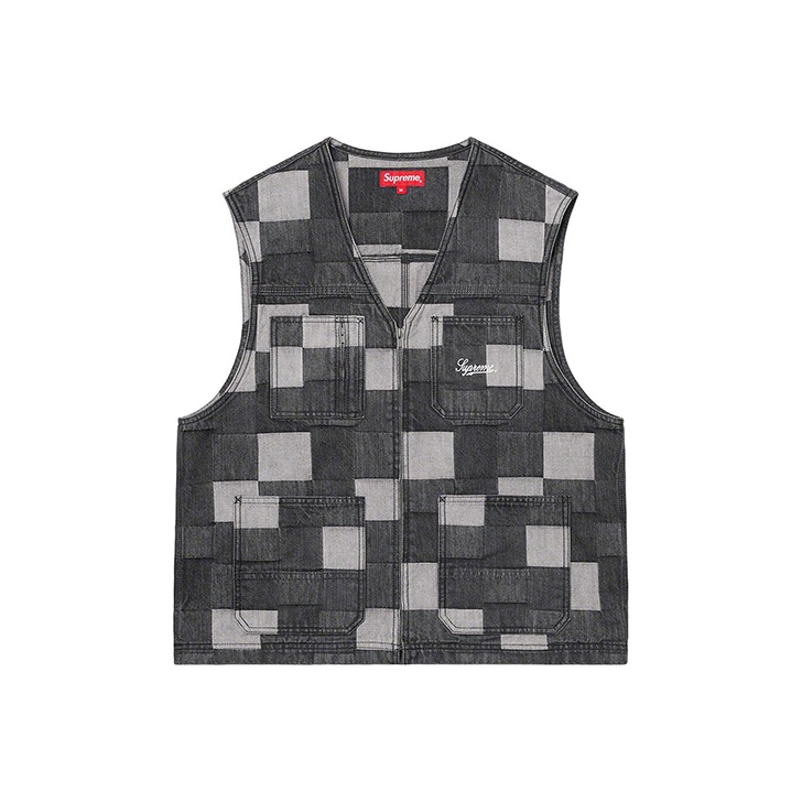 Supreme Patched Denim Vest Blue XL - POIZON