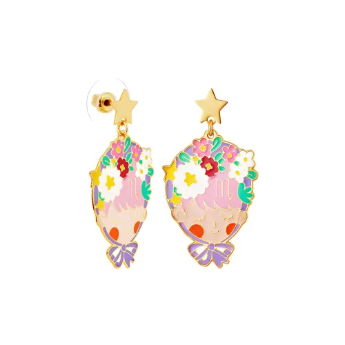 LES NEREIDES Gold Plated Stud Earrings Women's Purple Pink