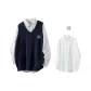 Navy Blue Vest+White Shirt