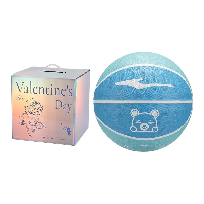 Erke Cute Bear Collection Rubber Basketball Blue Size 4 Ball/Size 5 Ball Training Competition Kids'-11