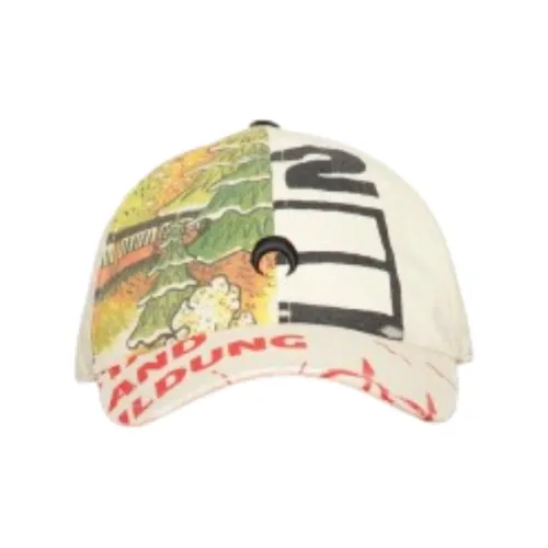 Marine Serre Cotton Baseball Caps Unisex White
