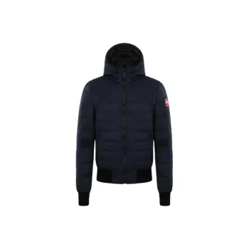 Canada Goose Cabri Series FW21 Letter Solid Color Hooded Down Jacket Men's Dark Blue
