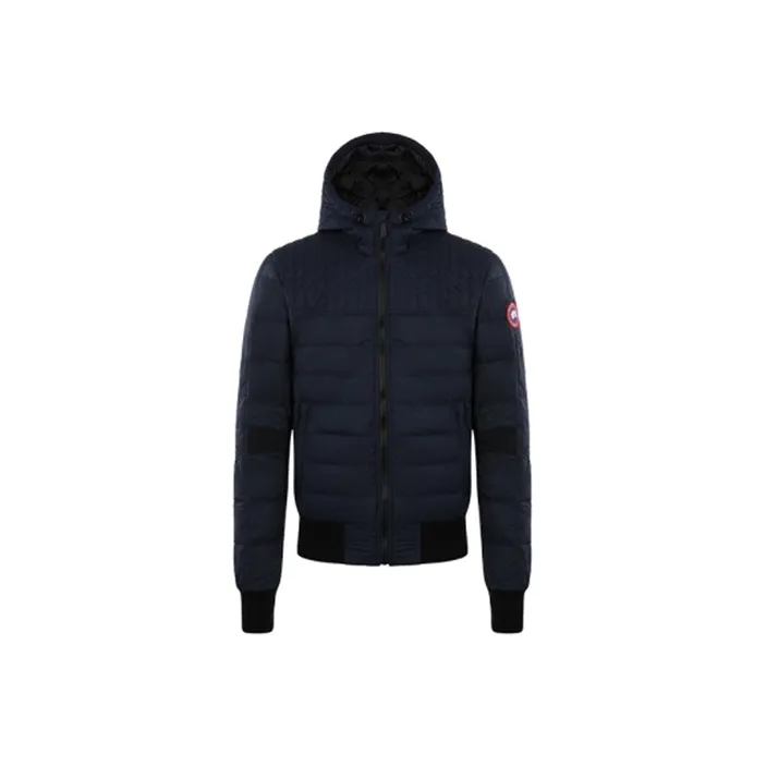 Canada Goose Cabri Series FW21 Letter Solid Color Hooded Down Jacket Men's Dark Blue-0