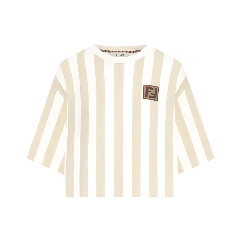 FENDI Striped Crewneck T Shirt Dress-4
