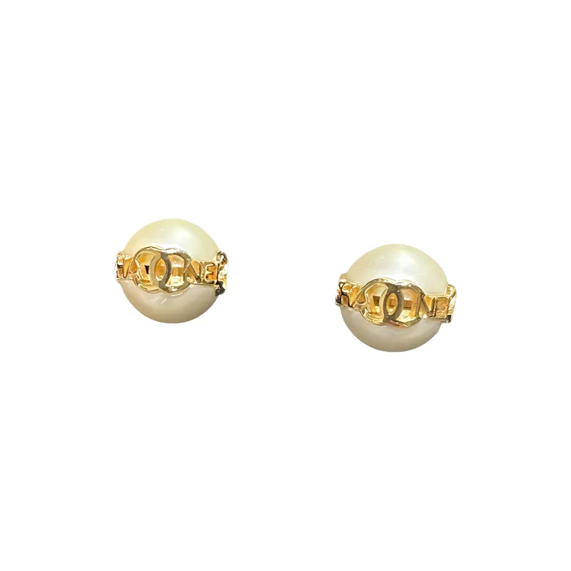 CHANEL Metal Stud Earrings Women's Gold-1