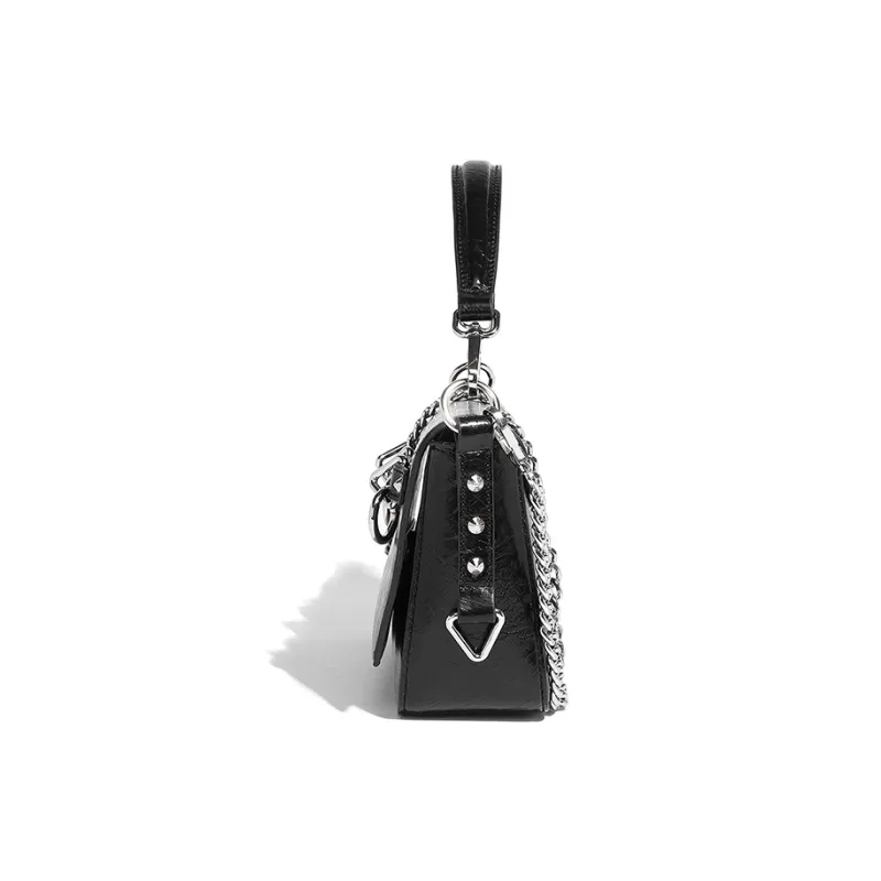 Vigno Synthetic Leather Handbag, One Shoulder, Crossbody Bag Women's Silver/Black-6