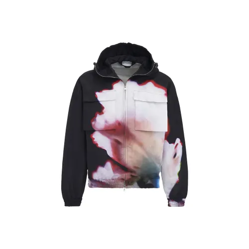 Alexander McQueen Solarised Flower Hooded Zipped Jacket