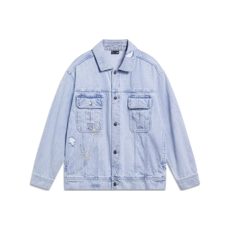 LiNing Sports Life Collection Denim Jacket Men's Blue-0
