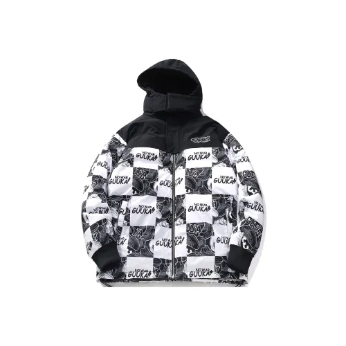 Guuka Down Jackets Unisex Black White Plaid