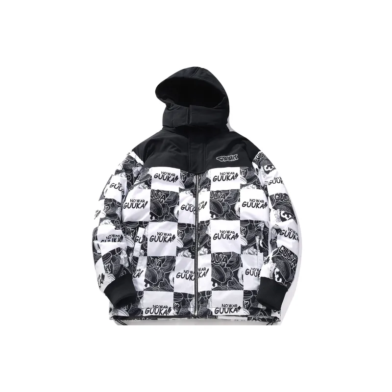 Guuka Down Jackets Unisex Black White Plaid-0