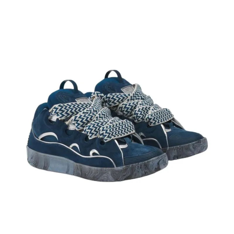 Lanvin Curb Low Top Skateboard Shoes Men's Blue-1