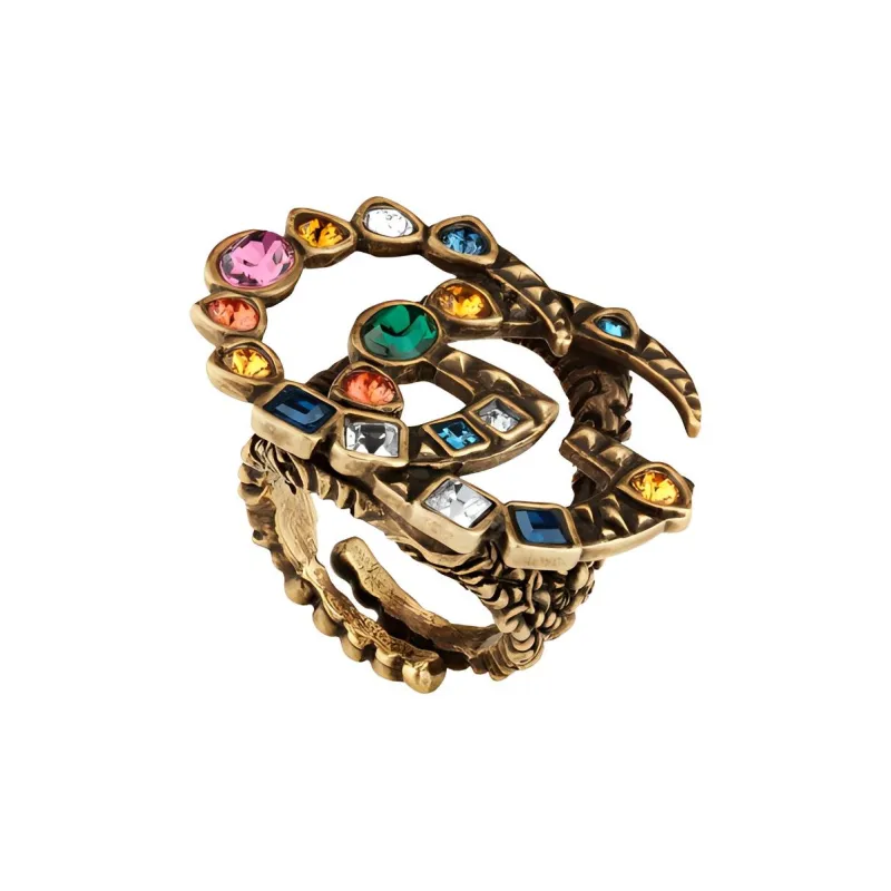 GUCCI Crystal Double G Ring-1