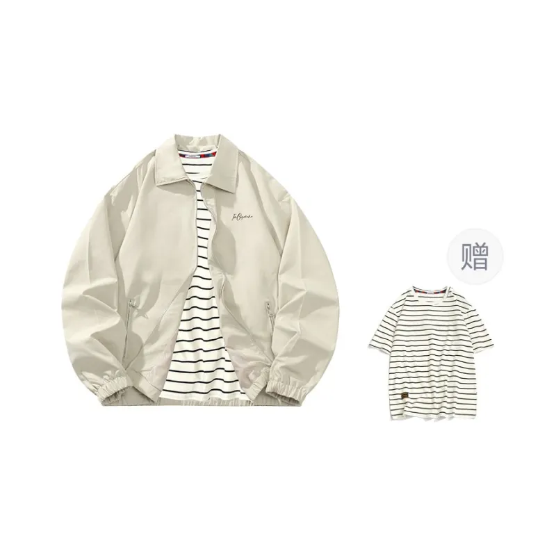 OGEK Jackets Coats Unisex Black Comes With White Stripes Short Sleeved Shirt-3