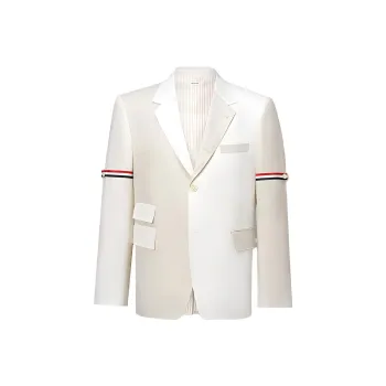 THOM BROWNE· THOM BROWNE FW23 Early Autumn Collection Fall Business Suit Coat Men's White