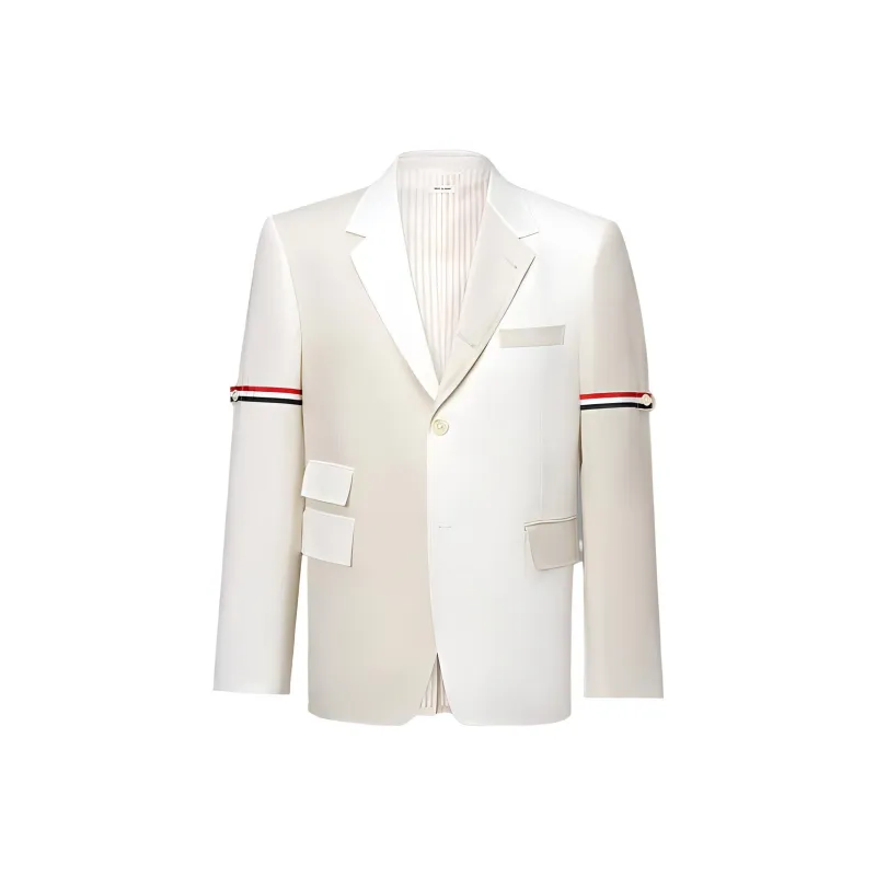 THOM BROWNE· THOM BROWNE FW23 Early Autumn Collection Fall Business Suit Coat Men's White-0
