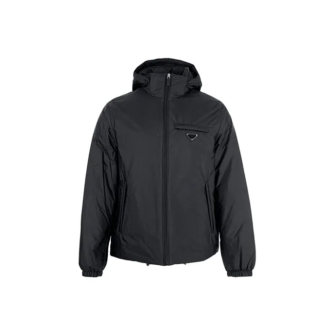 PRADA Logo Hooded Puffer Jacket-0