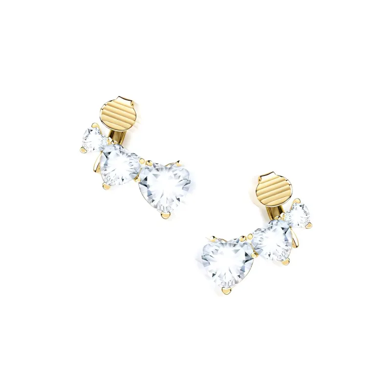 CHIARA FERRAGNI Brass Zircon Stud Earrings Women's Gold-0