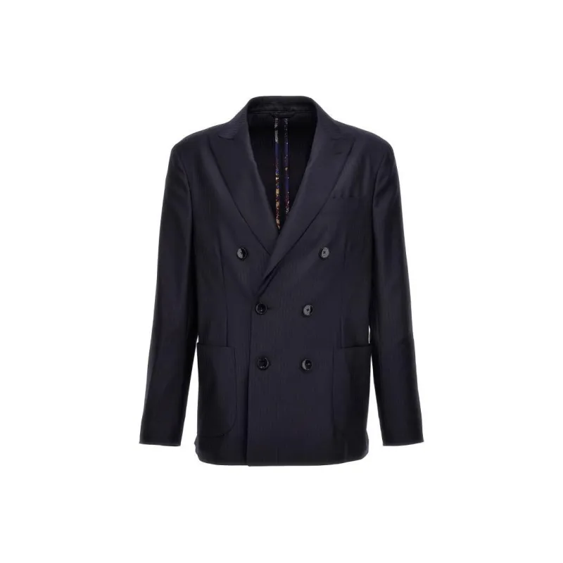 ETRO Pinstriped Double Breasted Blazer-0