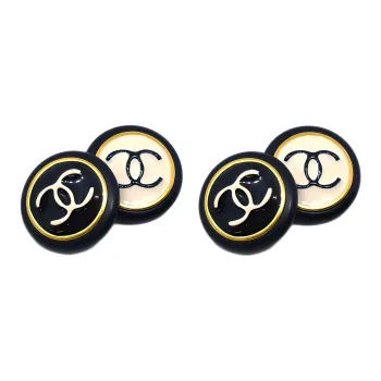 CHANEL 1997 Cc Button Clip on Earrings