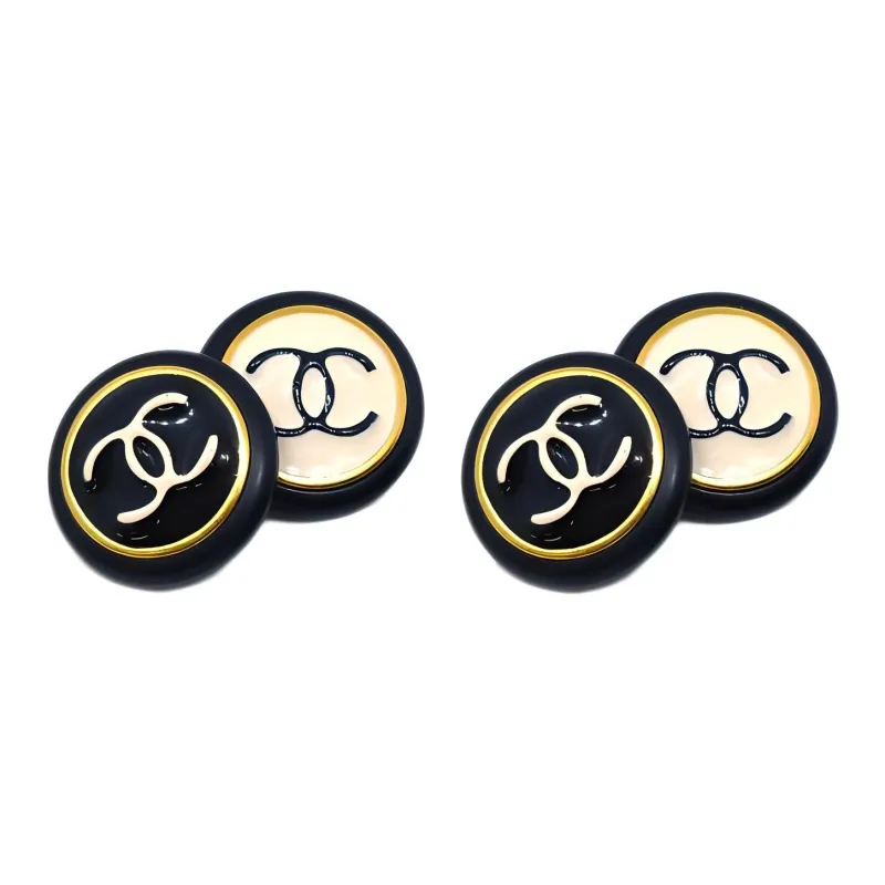 CHANEL 1997 Cc Button Clip on Earrings-0