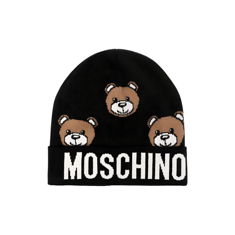 MOSCHINO Teddy Bear-jacquard Wool-blend Beanie-0