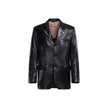 MARNI Single Breasted Long Sleeved Leather Jacket