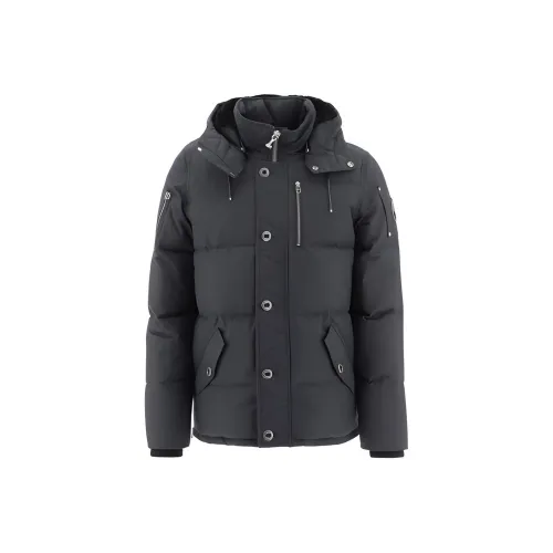 Moose Knuckles Solid Color Hooded Down Jacket Men's Blue