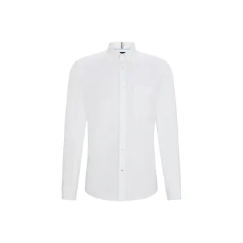HUGO BOSS Button Down Slim Fit Shirt In Oxford Cotton Shirt Men's White