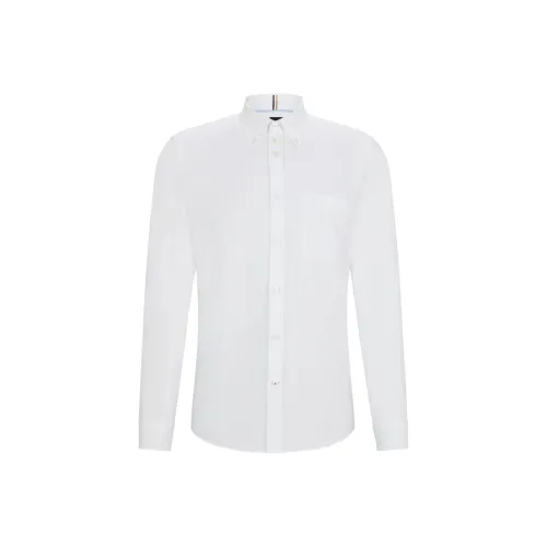 HUGO BOSS Button Down Slim Fit Shirt In Oxford Cotton Shirt Men's White