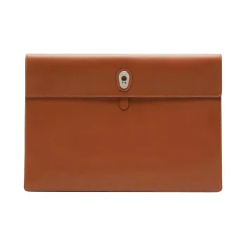AU DEPART Calfskin Clutch Large Size Women's Brandy Brown