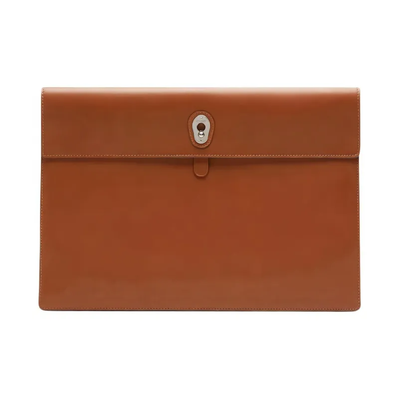 AU DEPART Calfskin Clutch Large Size Women's Brandy Brown-0