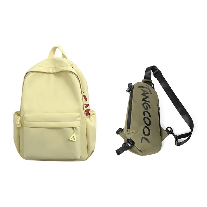 TANGCOOL Nylon Backpack Unisex White/Black/Pink/Blue/Yellow-57
