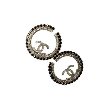 CHANEL Earrings Women's Black/Silver