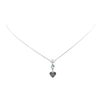GUCCI 2000 2024 Sterling Silver Heart Topaz Drop Pendant Necklace