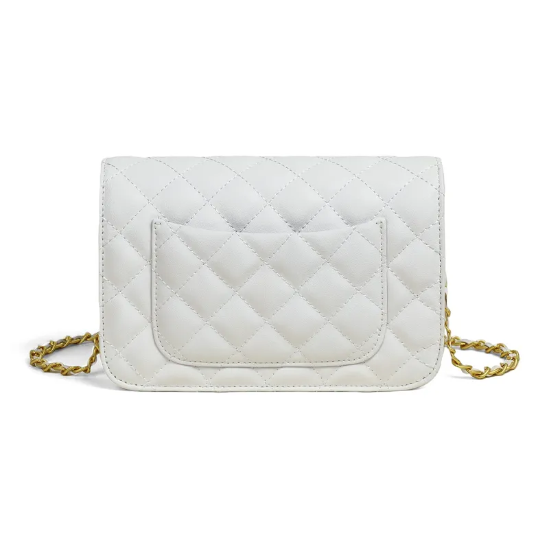 PT'SON Cow Leather Small Square Bag Shoulder Bag, Crossbody Bag Regular Women's White-6