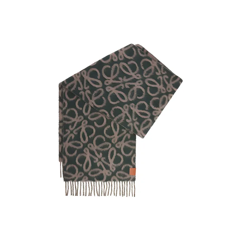 LOEWE Knit Scarves Unisex Brown Green-2