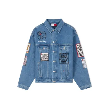 Keith Haring X Tommy Hilfiger Tommy Hilfiger X Keith Harlem Co authored Series Denim Jackets Unisex Denim Blue 1A4