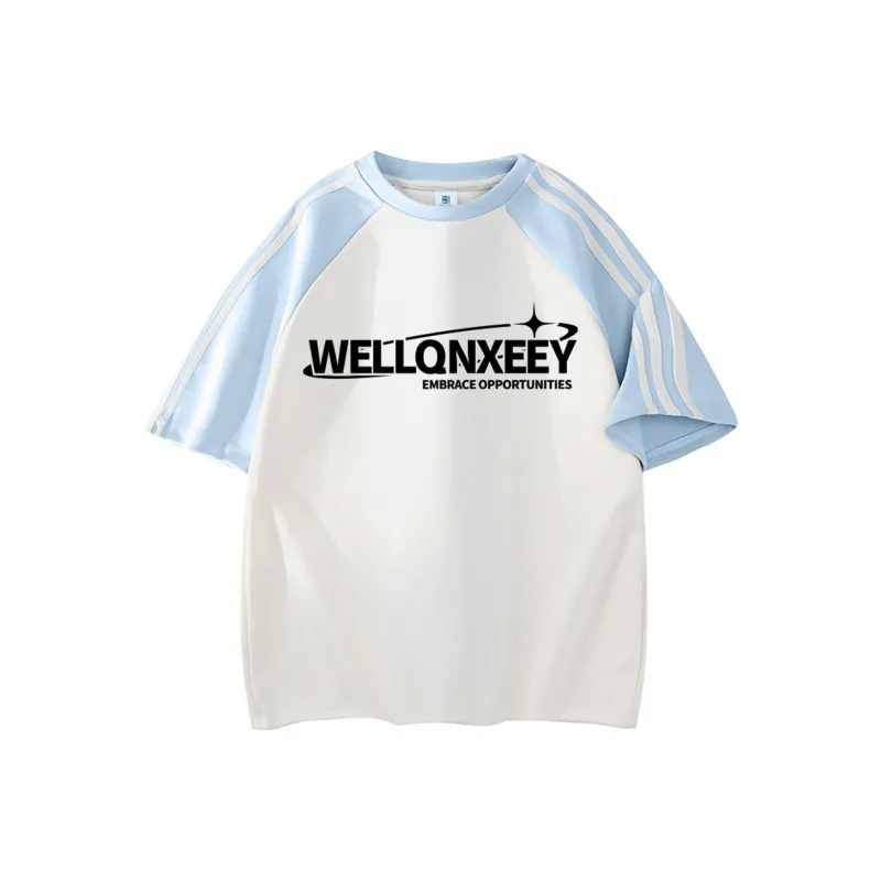 Qnxeey T Shirt Unisex Black & White With Gray Sleeves-10